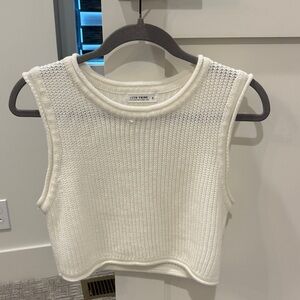 12th Tribe Cream Knit Sleeveless Top